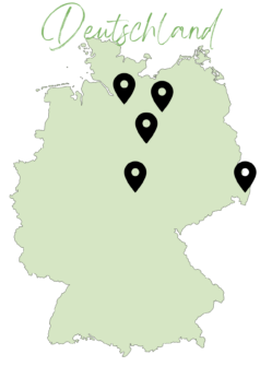 Deutschlandkarte mit den Infektionsgebieten des West-Nil_Virus (WNV)eingezeichnet